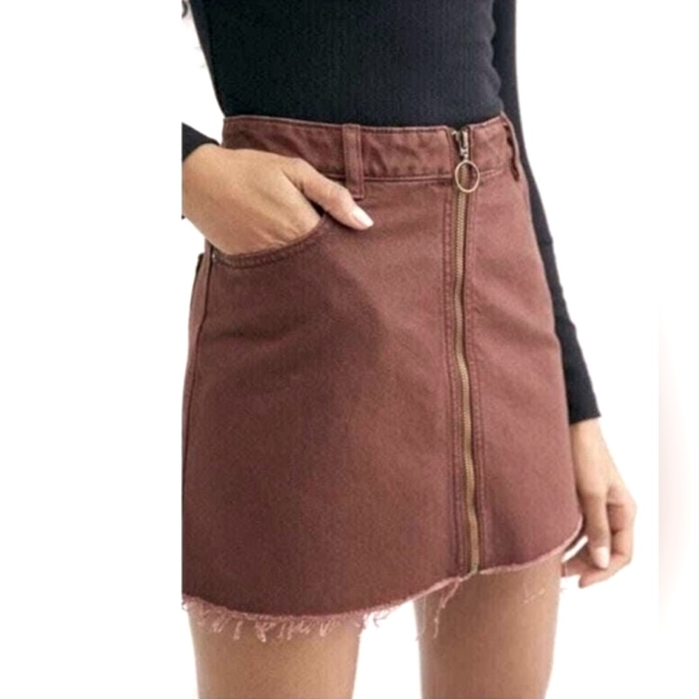 We The Free Zip It Up Denim Mini Skirt